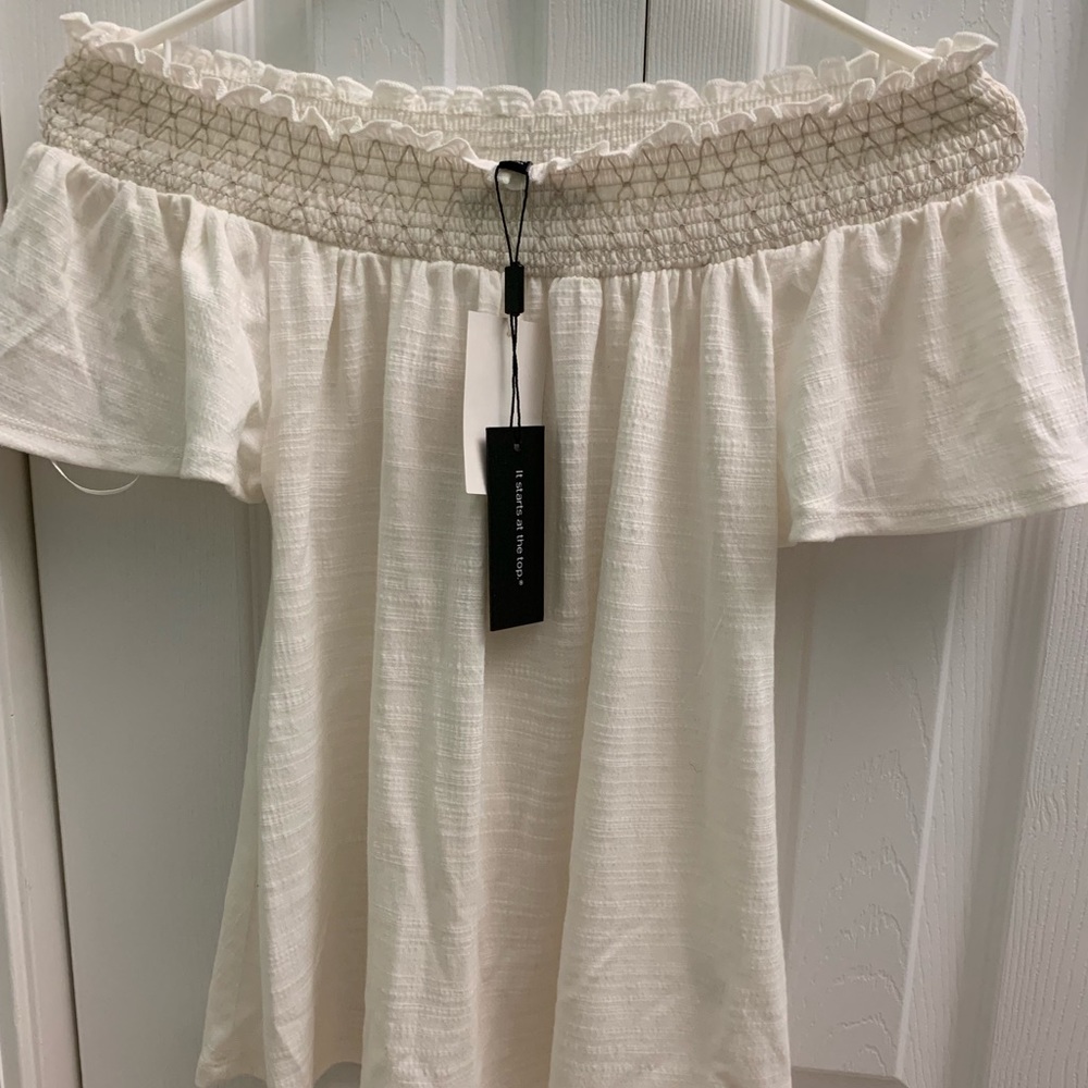 Off the shoulder white top